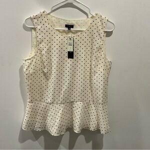 Talbots White Sleeveless Top with Red Polka Dots Sz 12 Petite, NWT